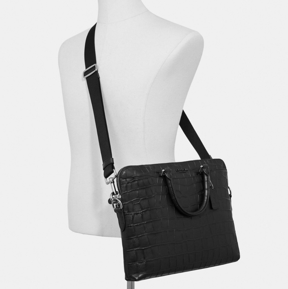 COACH BUSINESS ATTACHE LAPTOP BRIEFCASE BAG CROC - Picture 8 of 11